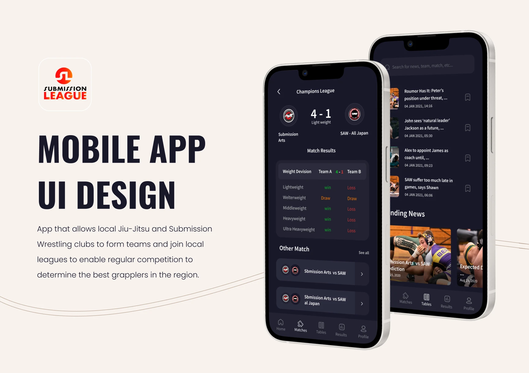 Submission League App UI/UX case study