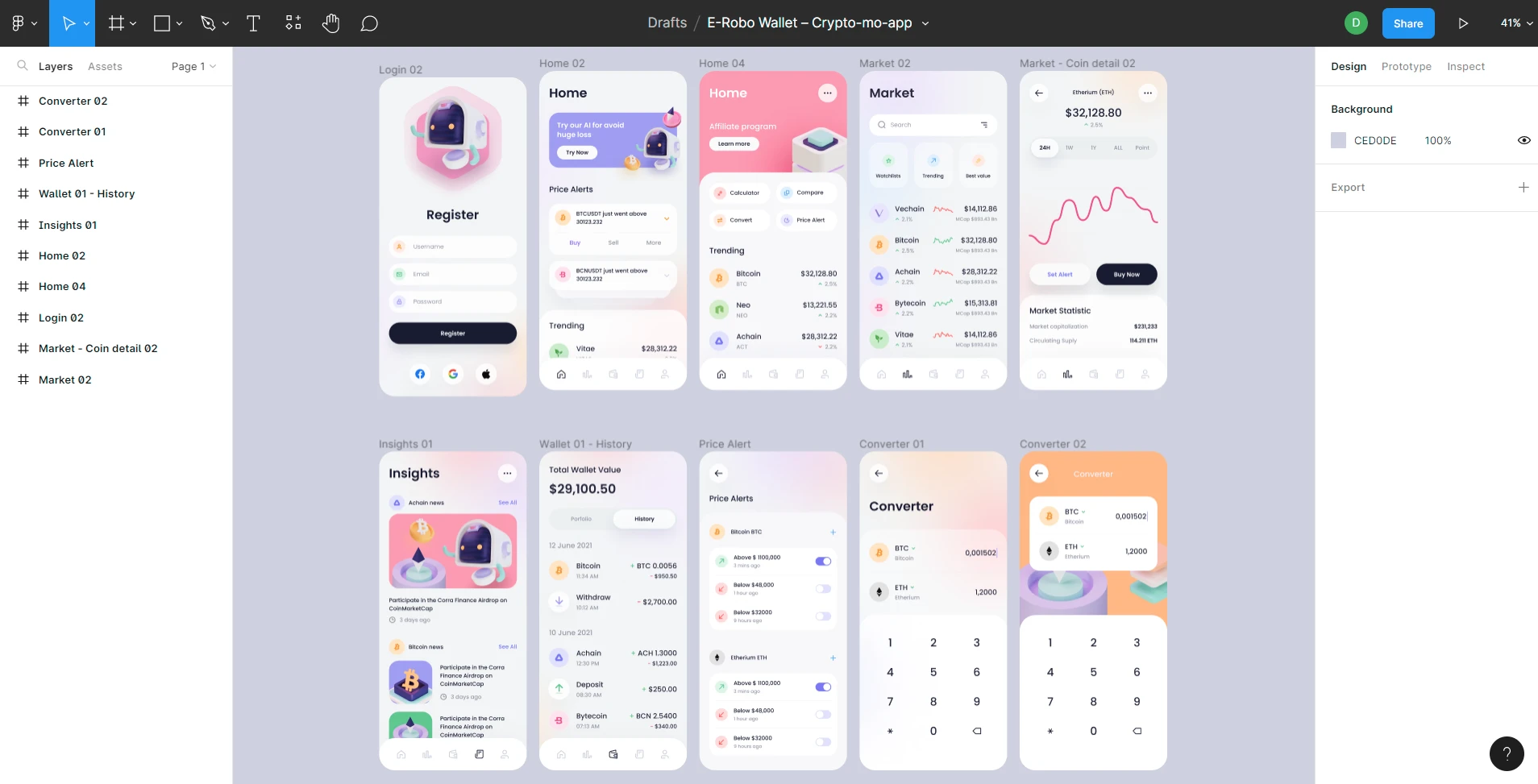 E-Robo Crypto Wallet App UI/UX case study