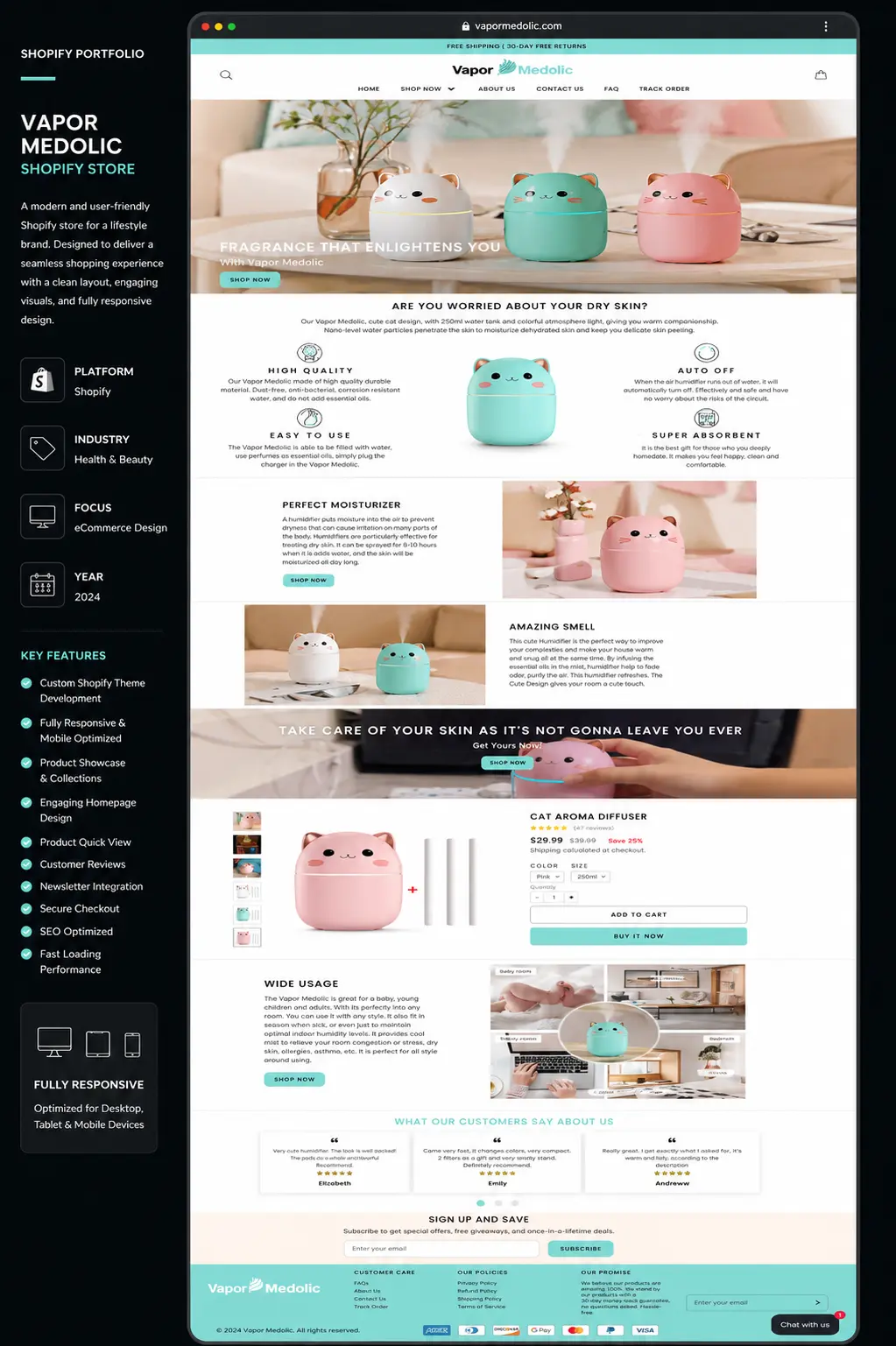 Vapor Medolic One-Product Shopify Store case study