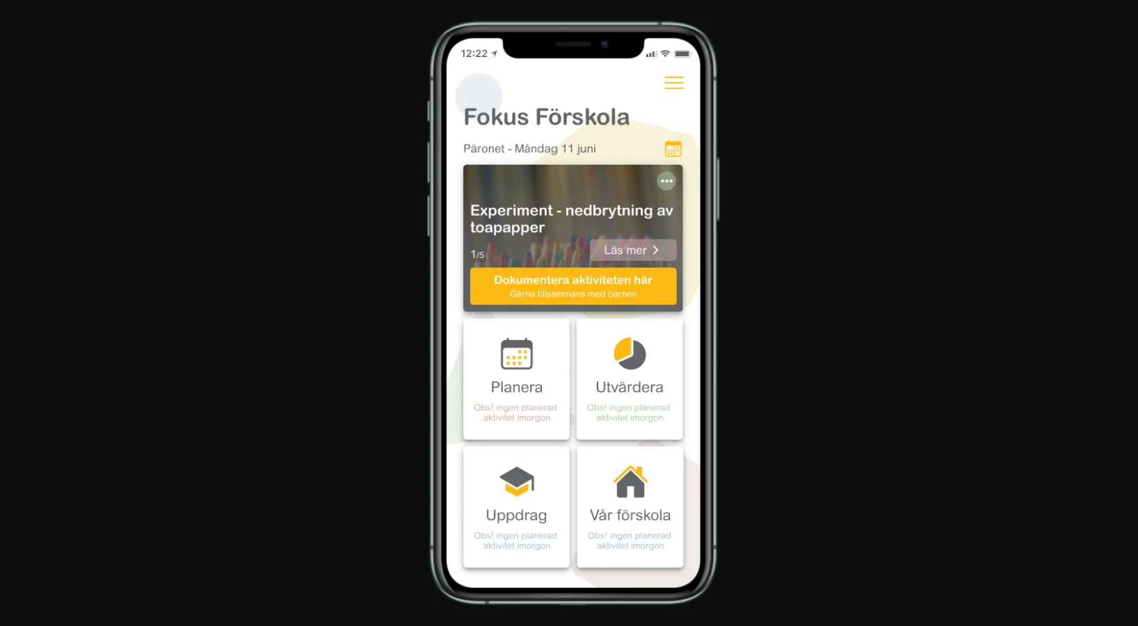 Fokus Förskola Preschool App UI/UX case study