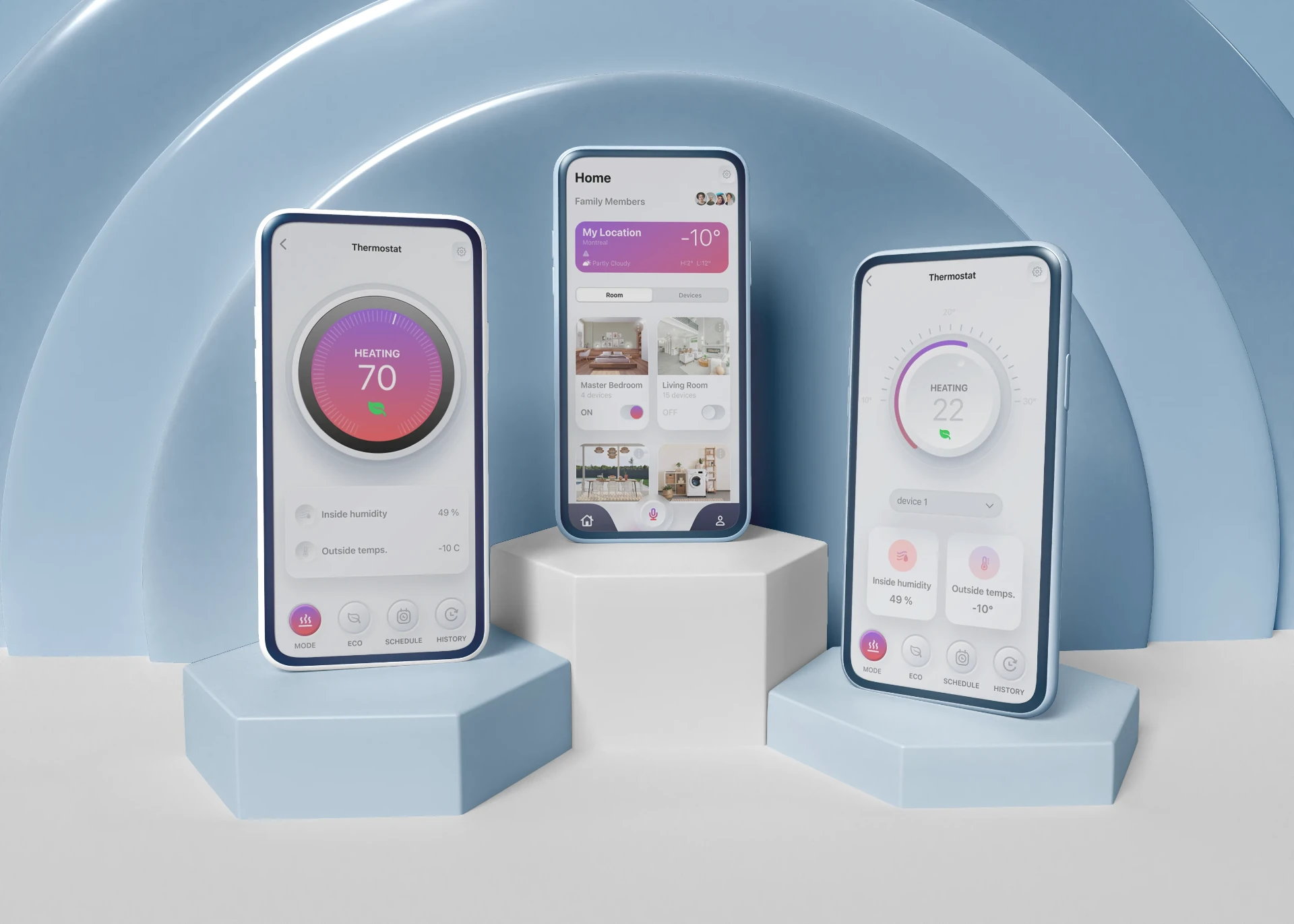 Smart Thermostat App UI/UX case study