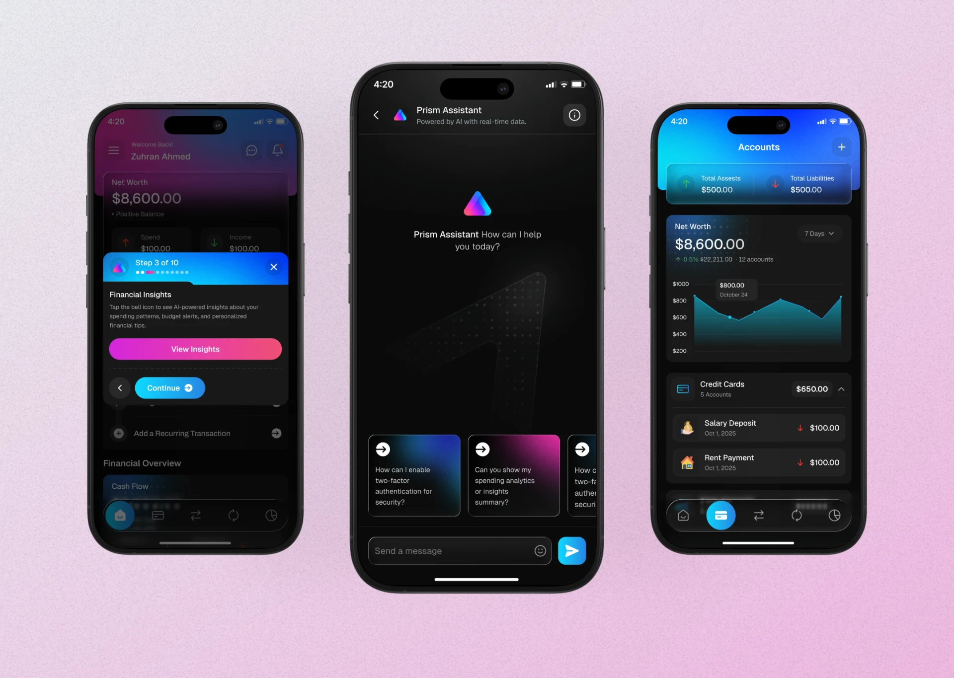 Prism Wallet Finance App UI/UX design screen 4