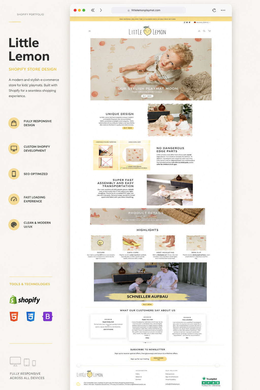 Little Lemon Playmat Shopify Store case study