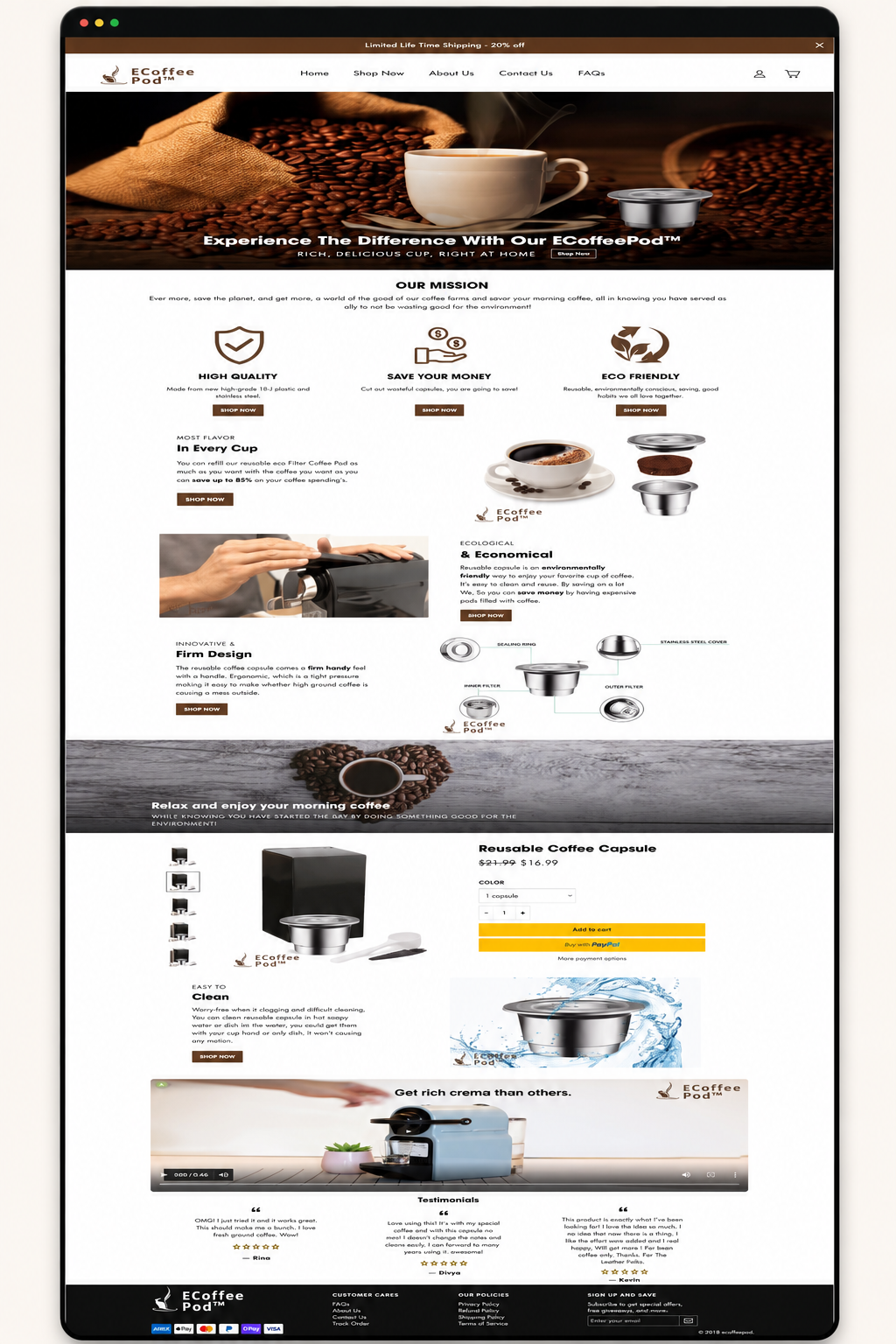 ECoffeePod Shopify Store case study