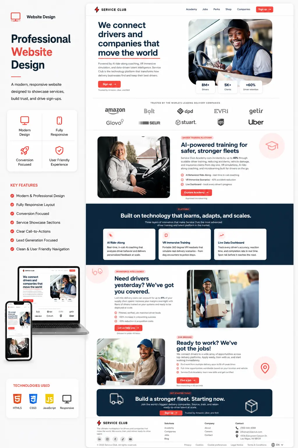 Service Club Driver Platform Website case study