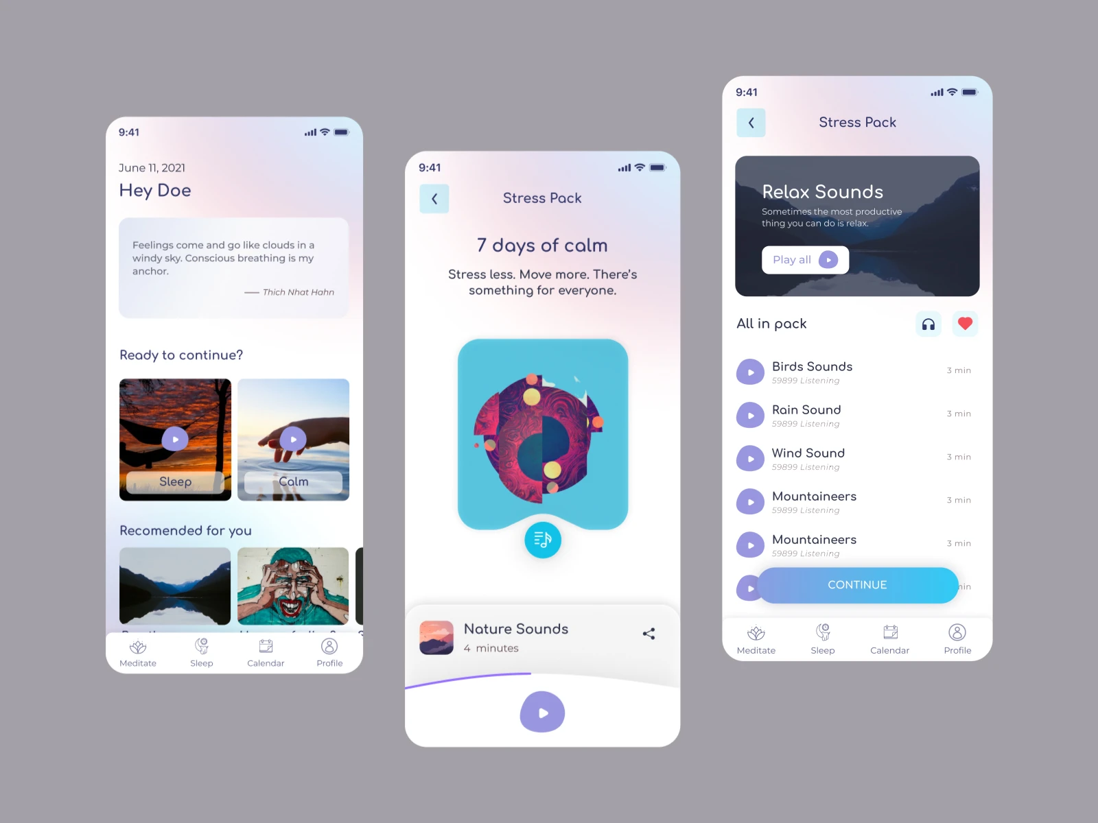 Meditation & Mindfulness App UI/UX case study
