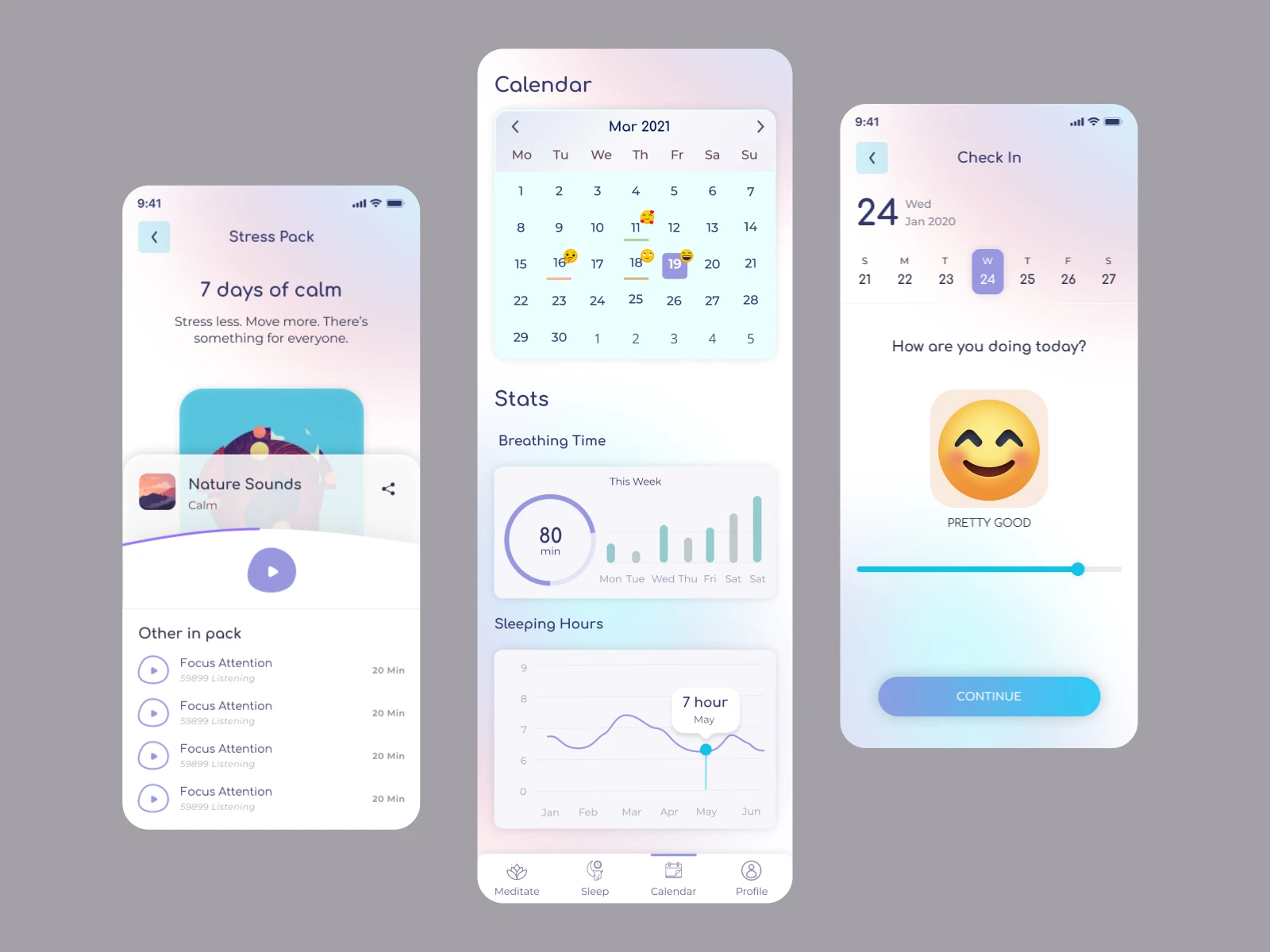 Meditation & Mindfulness App UI/UX design screen 3
