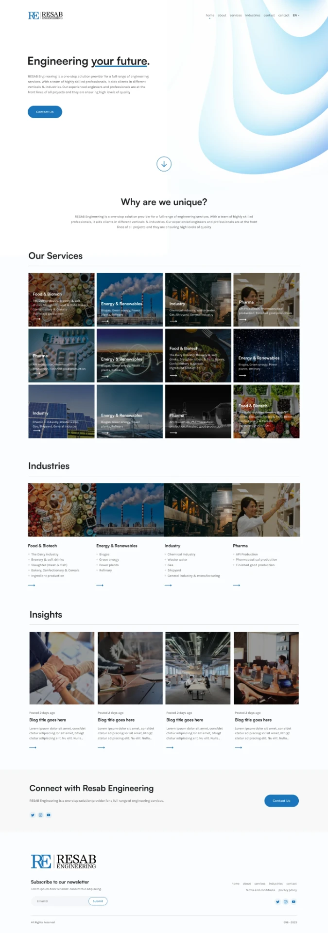 Resab Engineering Website UI/UX design screen 2