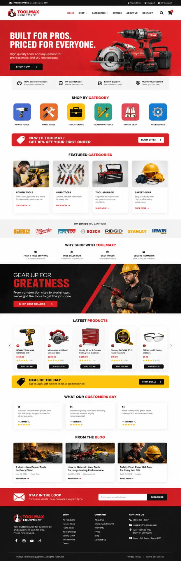 Toolmax Equipment Ecommerce Website case study