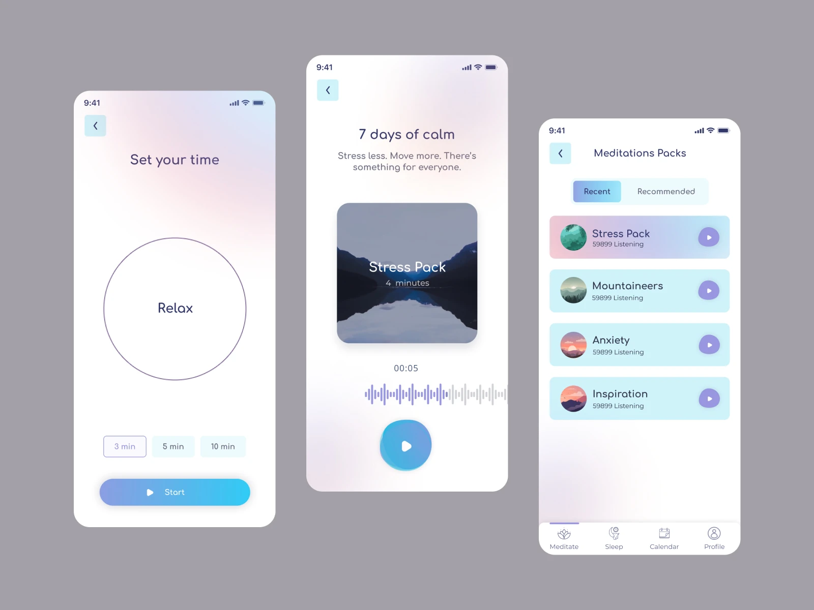 Meditation & Mindfulness App UI/UX design screen 2