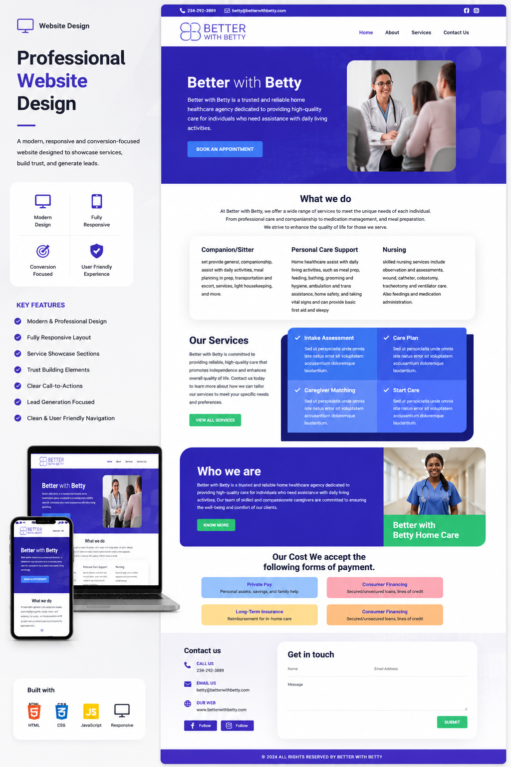 Better with Betty Home Care Website case study
