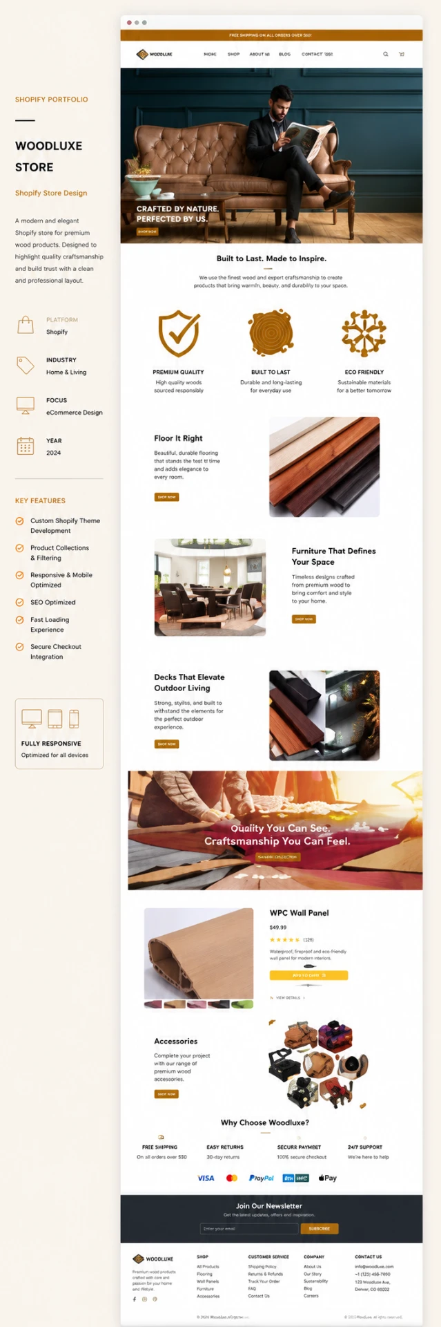 Woodluxe Premium Wood Shopify Store case study