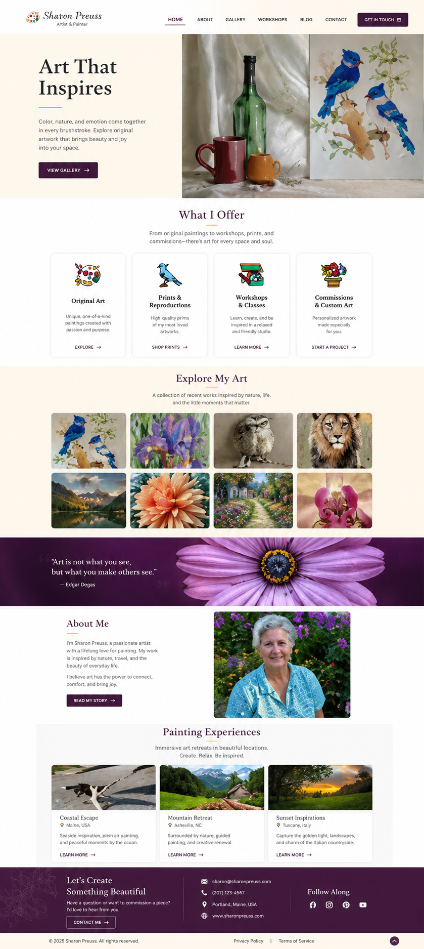 Sharon Preuss Artist Website case study