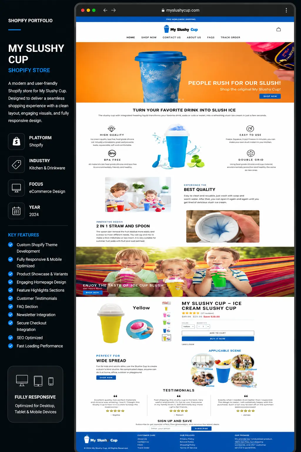 My Slushy Cup Shopify Store case study